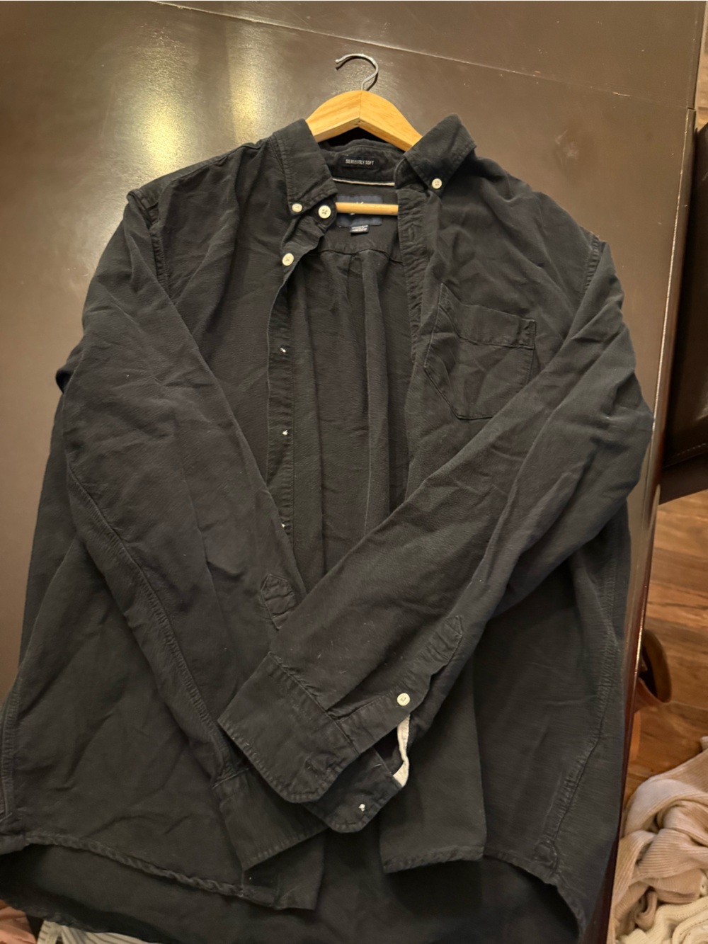 American Eagle Men's Black Lightweight Button-Down Shirt Jacket